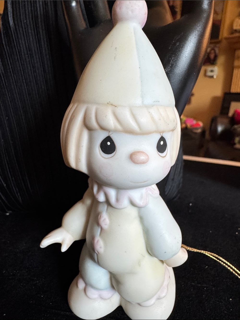 Precious Moments Pastel Clown Figurine in White and Light Pink